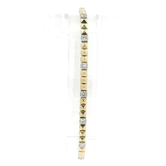 Two Tone Spikes & Diamonds Flex Bangle - Forever Rox Fine Jewelry