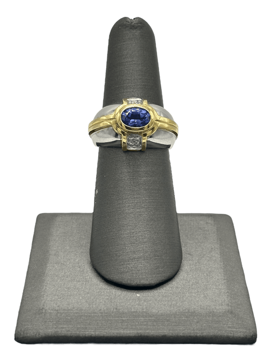 Two Tone Tanzanite Ring With Diamonds - Forever Rox