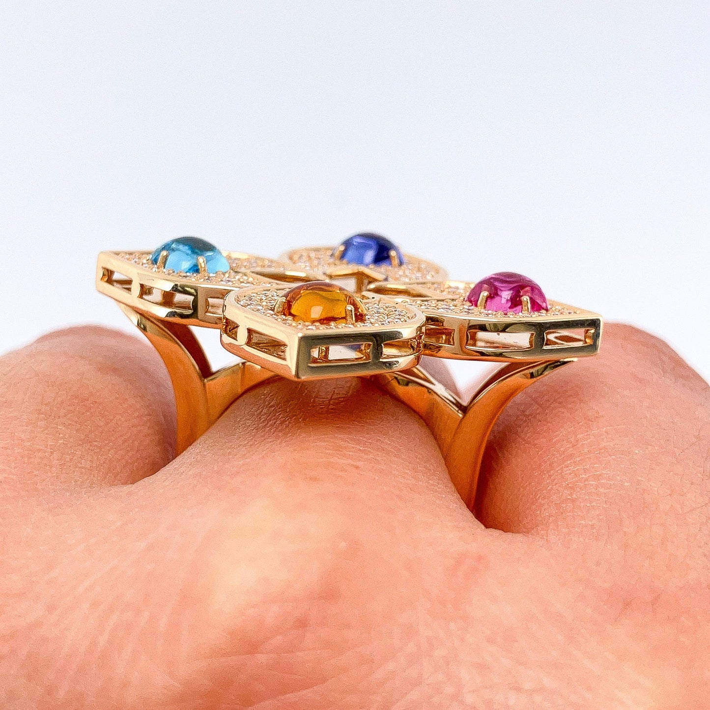 Venetian Priness Carnival Pave Diamond and Mixed Stones Flower Ring by Roberto Coin, 18k - Forever Rox