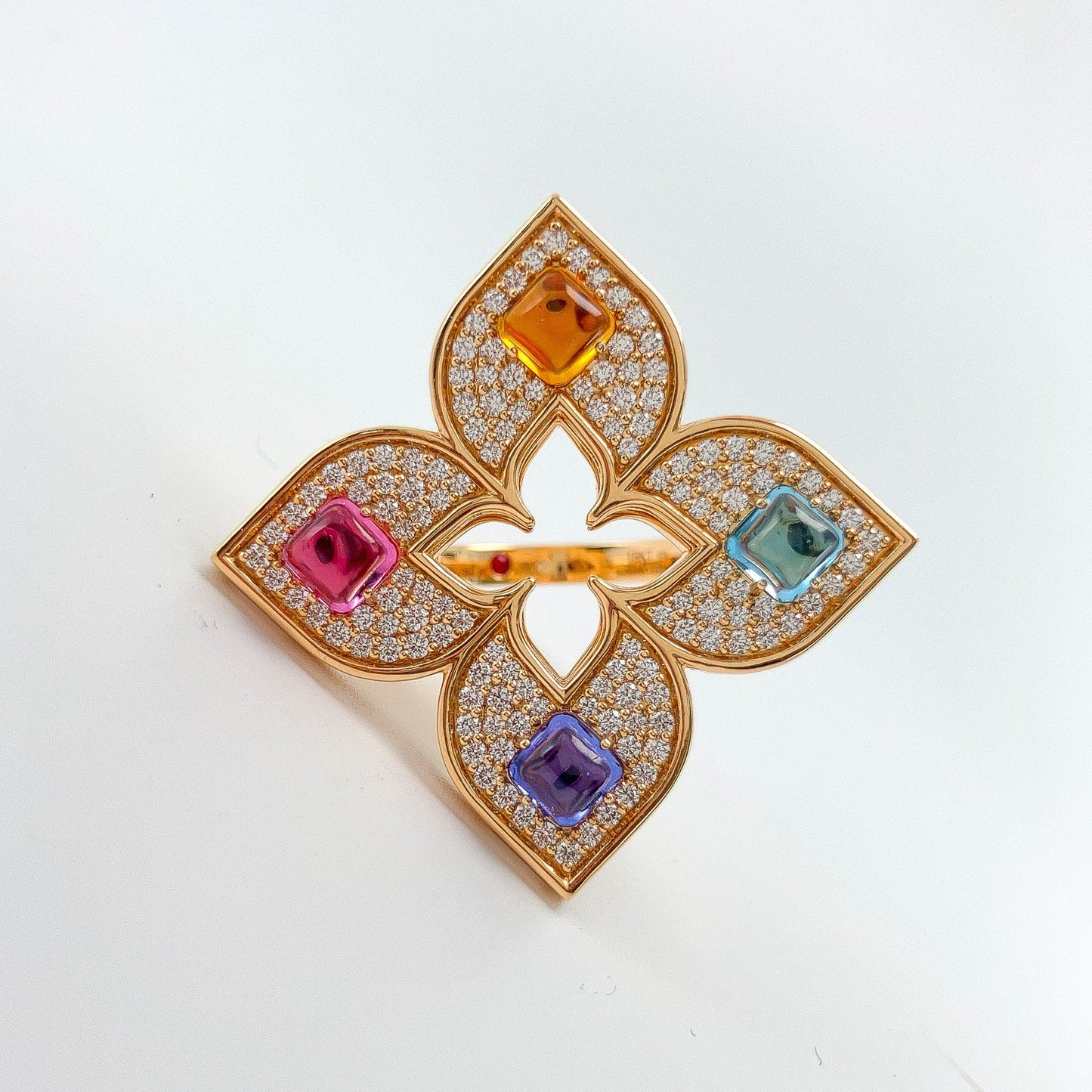 Venetian Priness Carnival Pave Diamond and Mixed Stones Flower Ring by Roberto Coin, 18k - Forever Rox