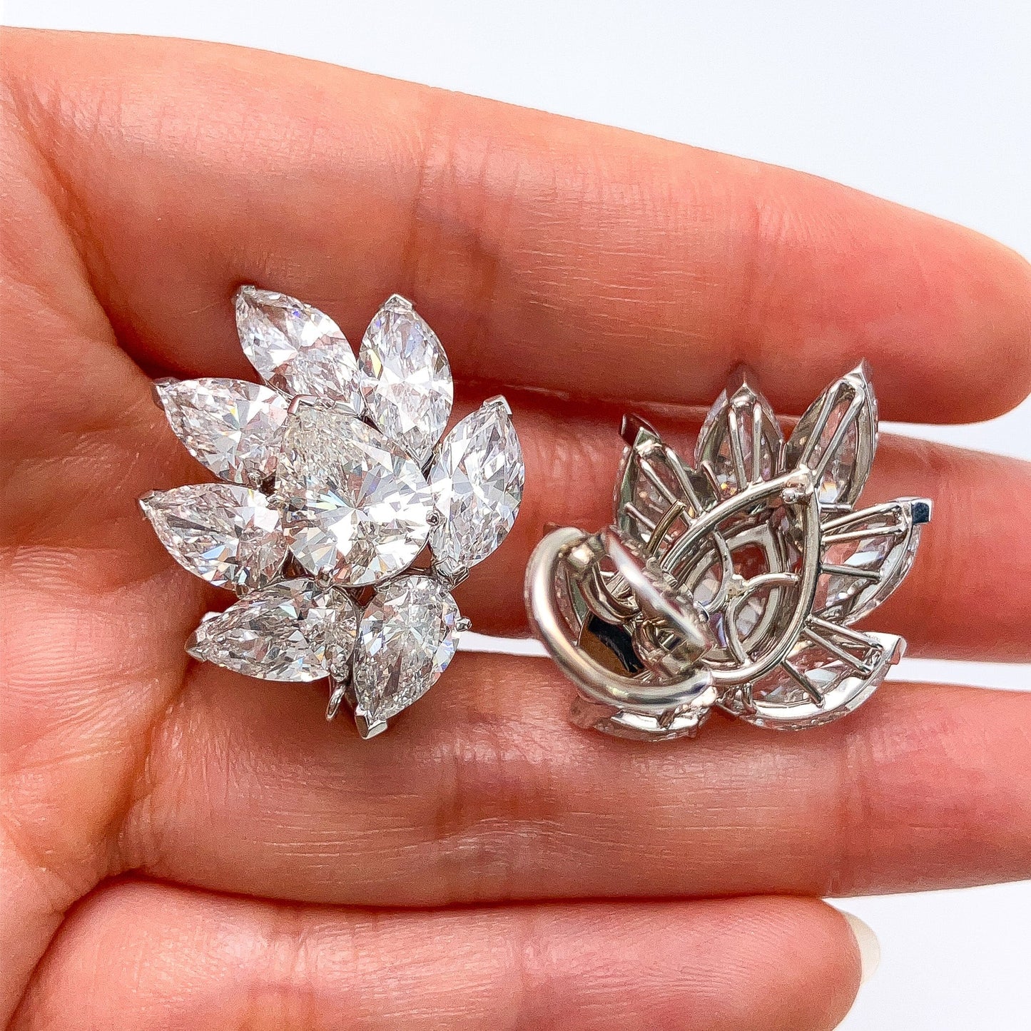 Vintage 19.70cts GIA Certified Diamond Cluster Day/Night Earrings, 18k - Forever Rox