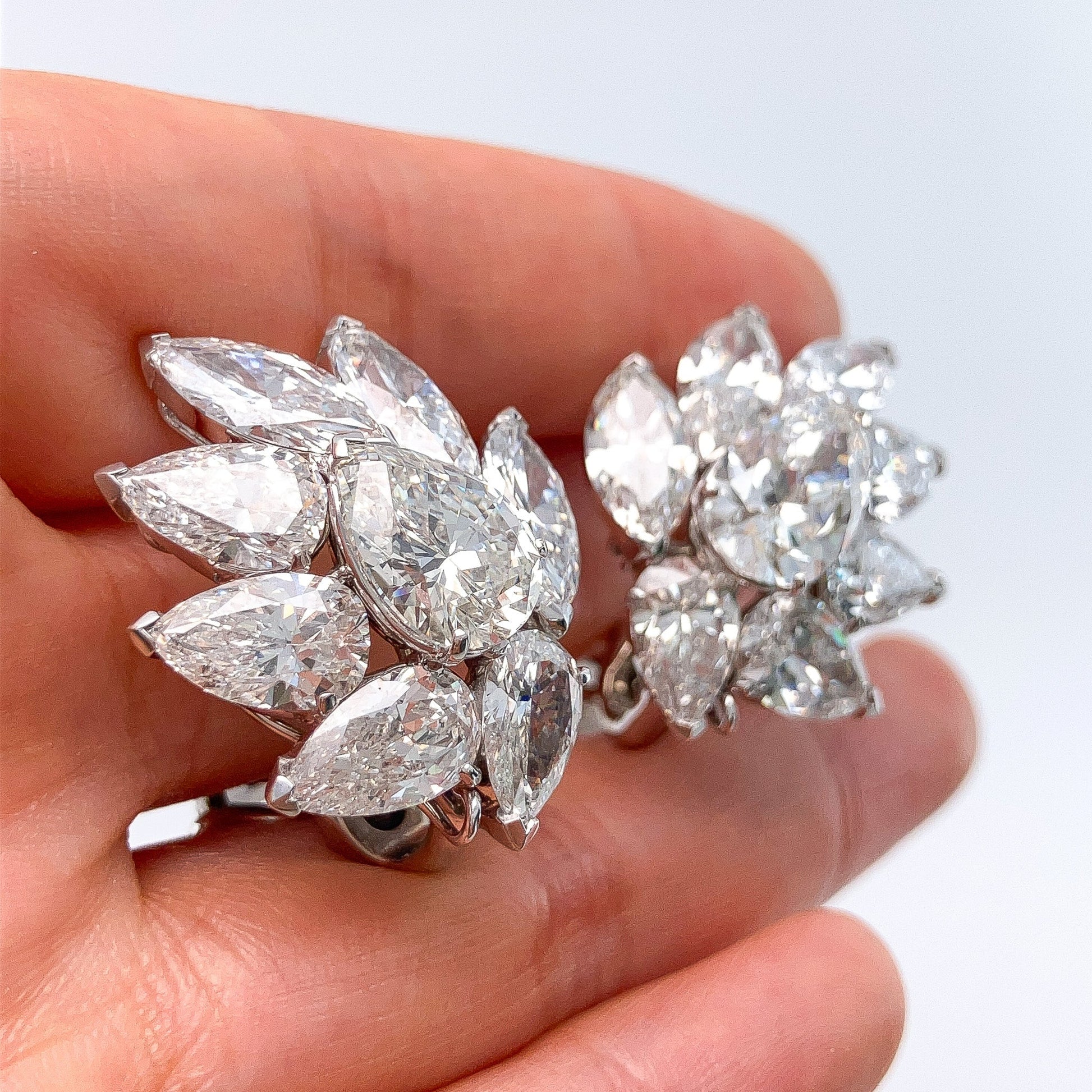 Vintage 19.70cts GIA Certified Diamond Cluster Day/Night Earrings, 18k - Forever Rox