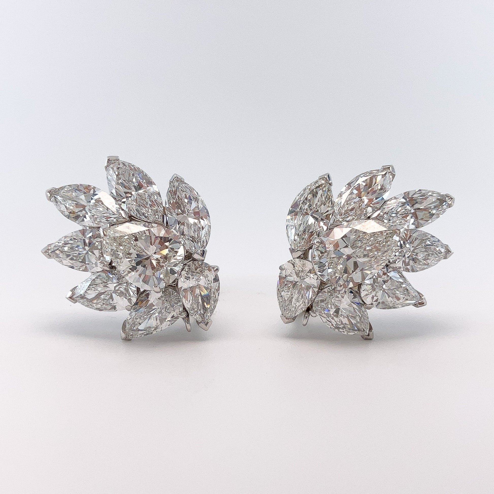 Vintage 19.70cts GIA Certified Diamond Cluster Day/Night Earrings, 18k - Forever Rox