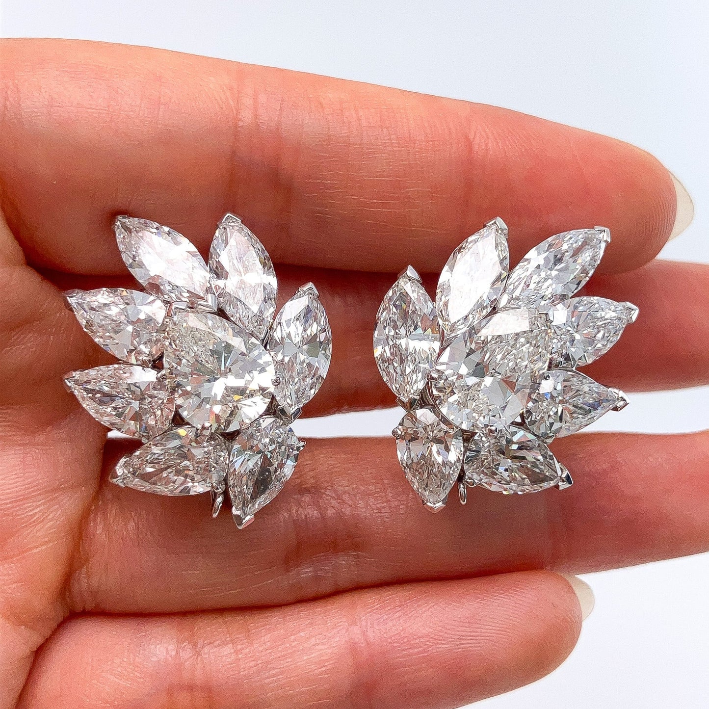 Vintage 19.70cts GIA Certified Diamond Cluster Day/Night Earrings, 18k - Forever Rox
