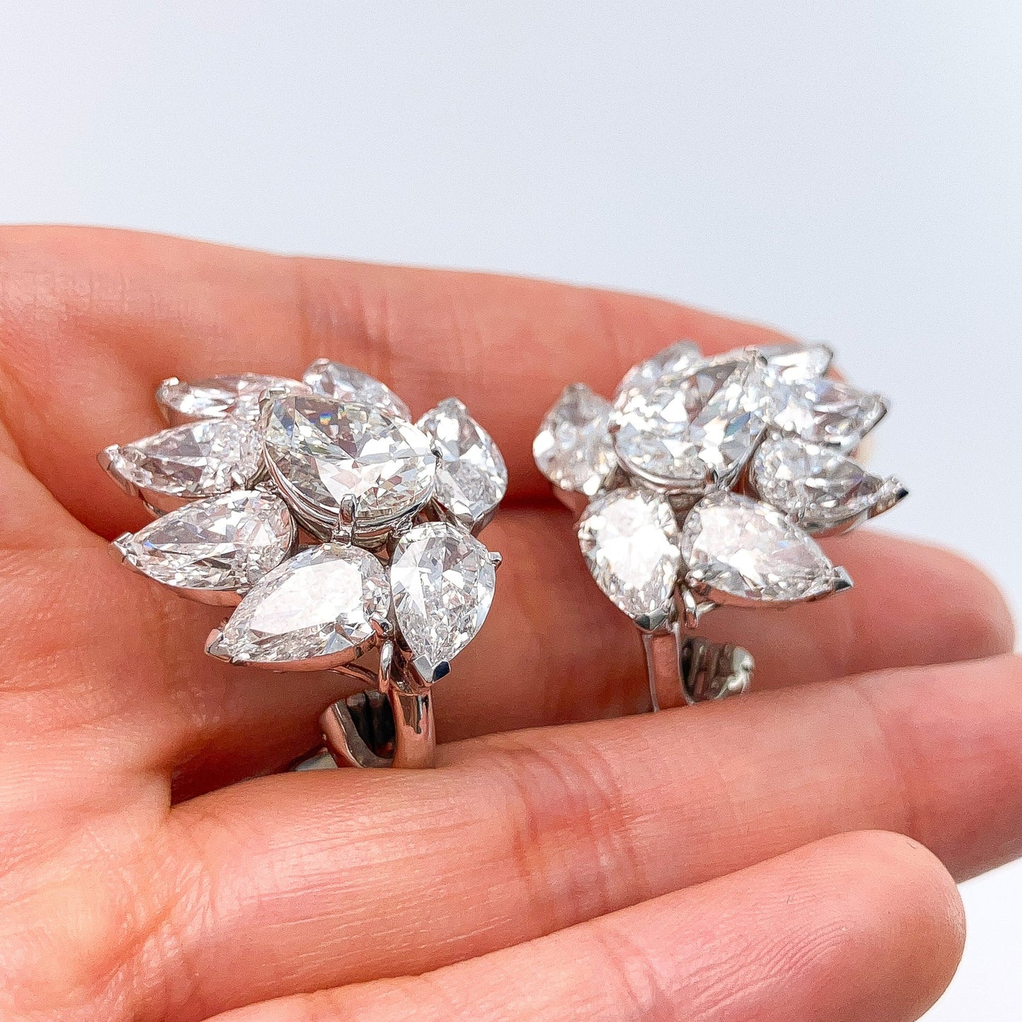 Vintage 19.70cts GIA Certified Diamond Cluster Day/Night Earrings, 18k - Forever Rox