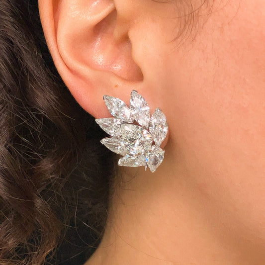 Vintage 19.70cts GIA Certified Diamond Cluster Day/Night Earrings, 18k - Forever Rox