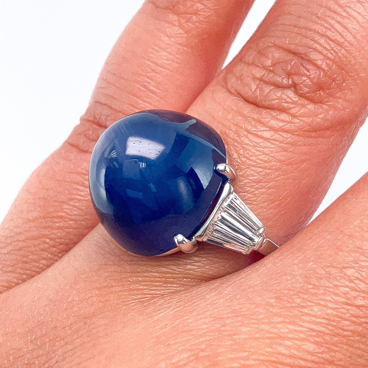 Vintage 25.80ct GIA Certified Sri Lanka Star Sapphire & Diamond Ring, Platinum - Forever Rox