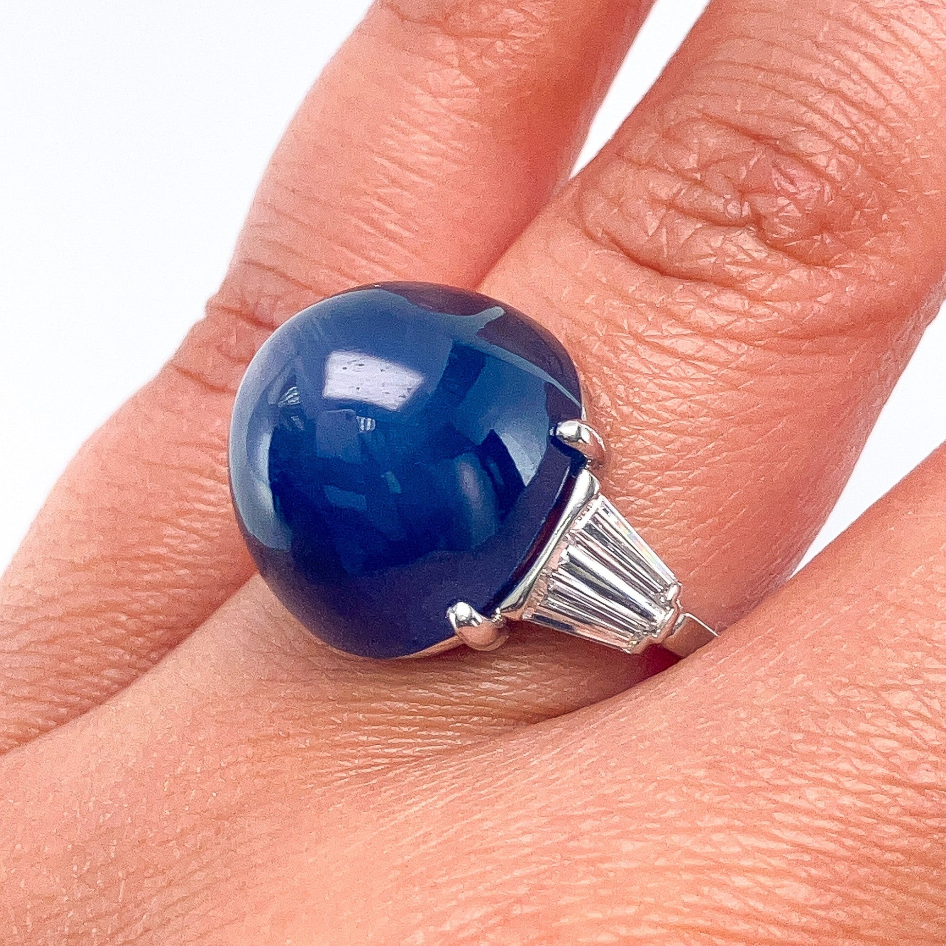 Vintage 25.80ct GIA Certified Sri Lanka Star Sapphire & Diamond Ring, Platinum - Forever Rox