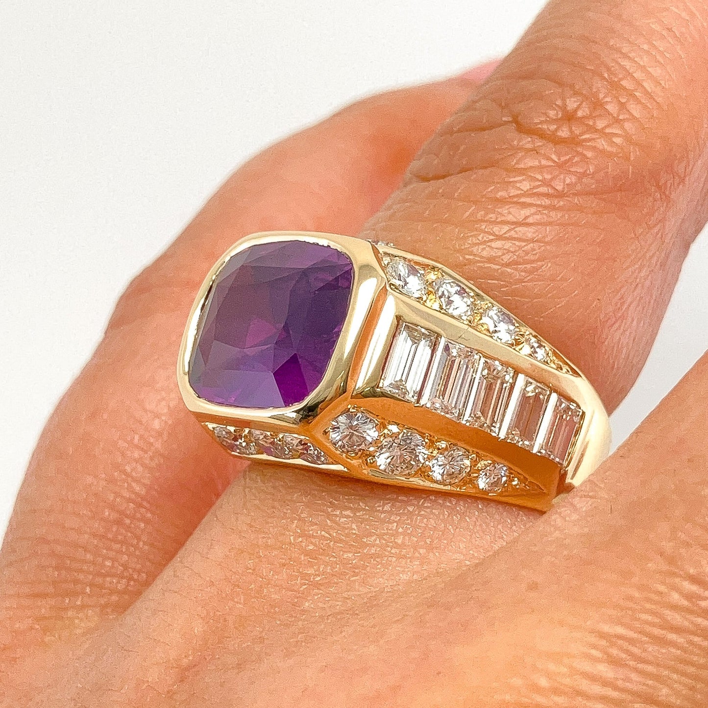 Vintage 6.56ct GIA Certified Sri Lanka Purple Sapphire & Diamond Ring, 18k - Forever Rox Fine Jewelry