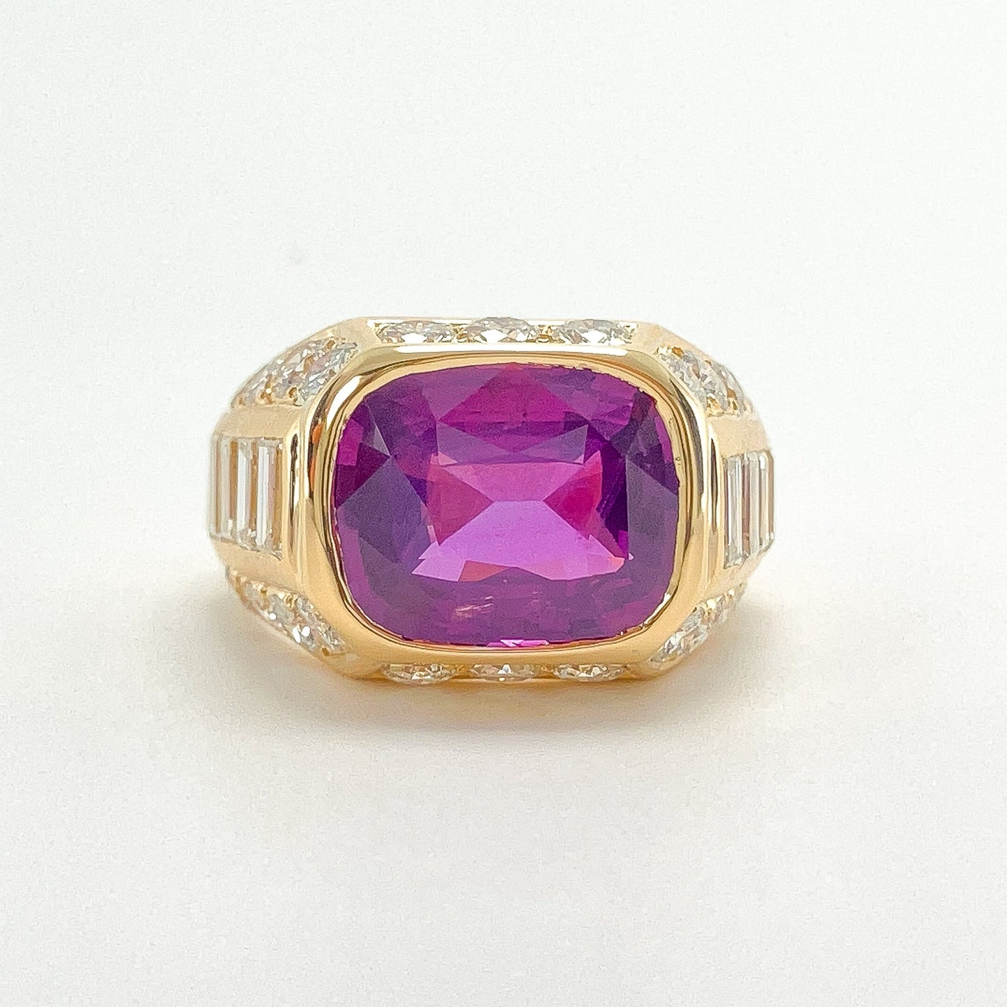 Vintage 6.56ct GIA Certified Sri Lanka Purple Sapphire & Diamond Ring, 18k - Forever Rox Fine Jewelry