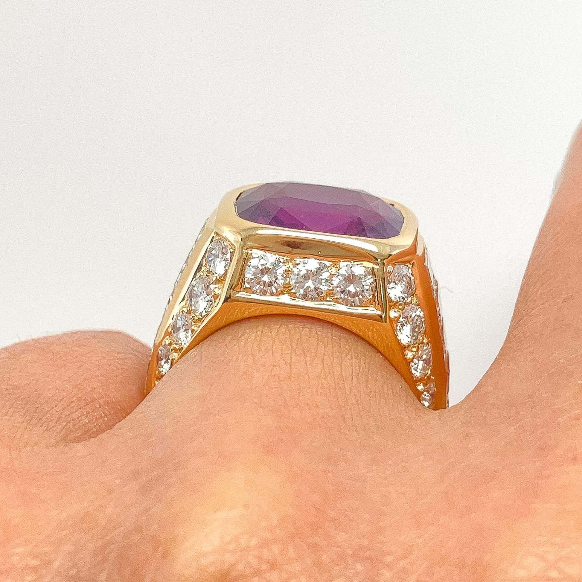 Vintage 6.56ct GIA Certified Sri Lanka Purple Sapphire & Diamond Ring, 18k - Forever Rox Fine Jewelry