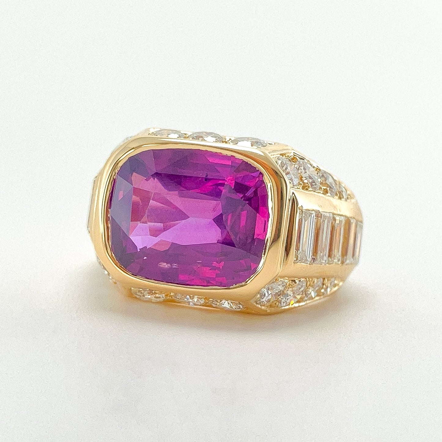Vintage 6.56ct GIA Certified Sri Lanka Purple Sapphire & Diamond Ring, 18k - Forever Rox Fine Jewelry
