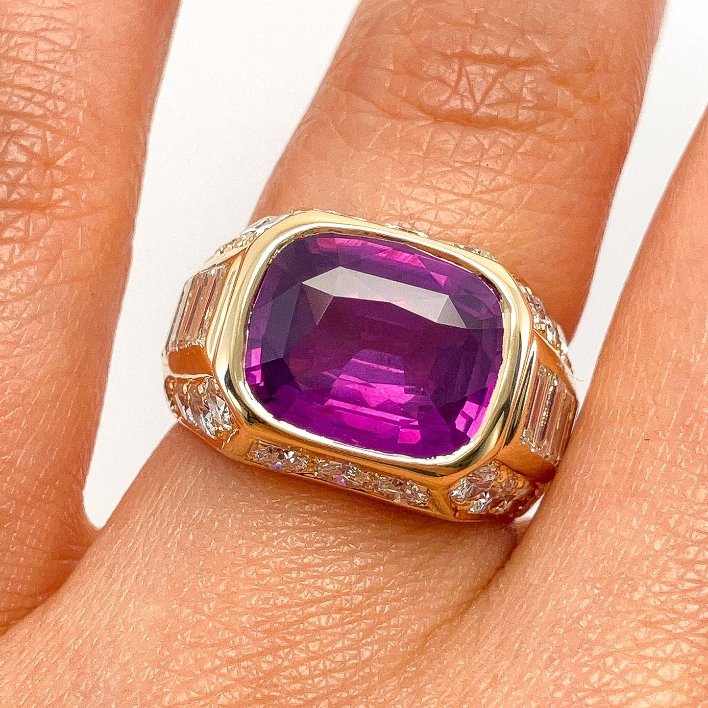 Vintage 6.56ct GIA Certified Sri Lanka Purple Sapphire & Diamond Ring, 18k - Forever Rox Fine Jewelry