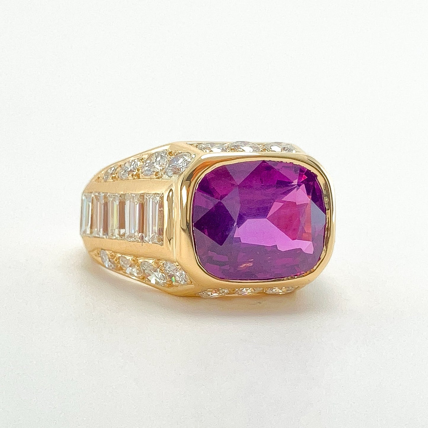 Vintage 6.56ct GIA Certified Sri Lanka Purple Sapphire & Diamond Ring, 18k - Forever Rox Fine Jewelry