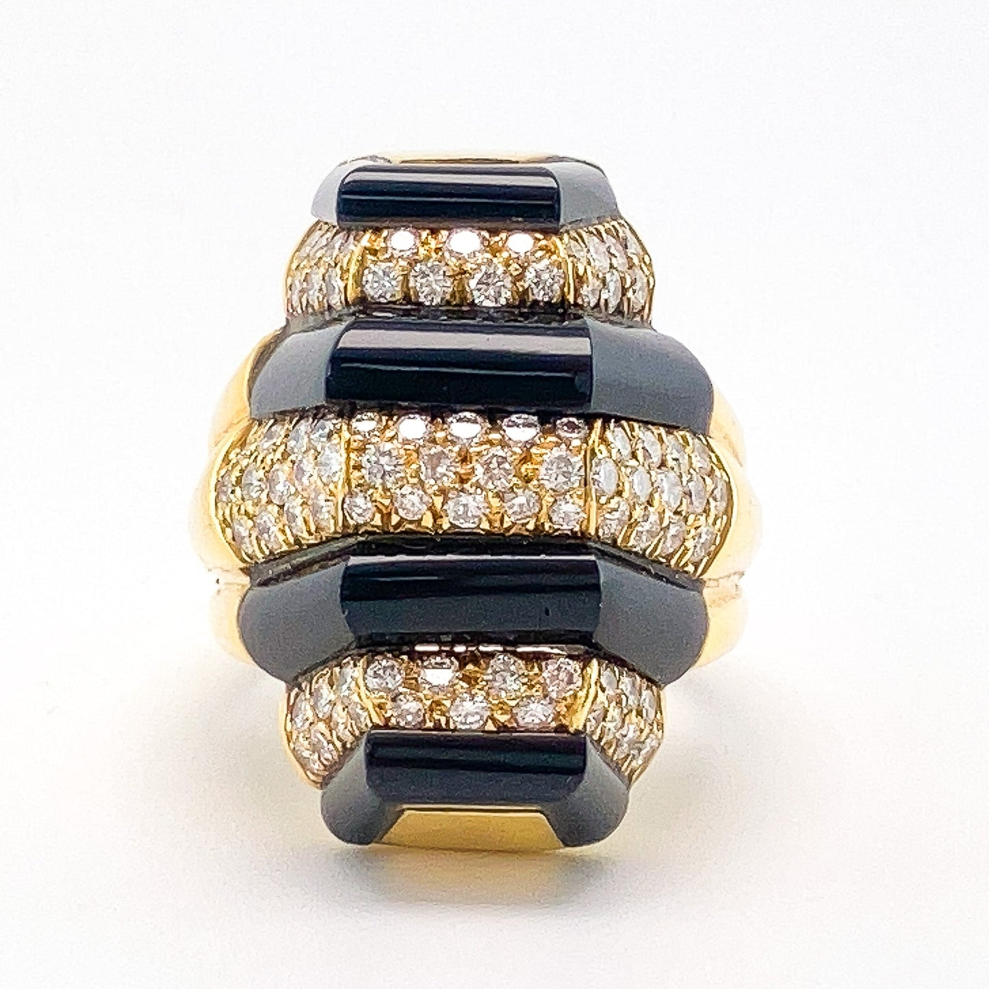 Vintage Black Onyx & Diamond Cocktail Ring, 18k - Forever Rox Fine Jewelry