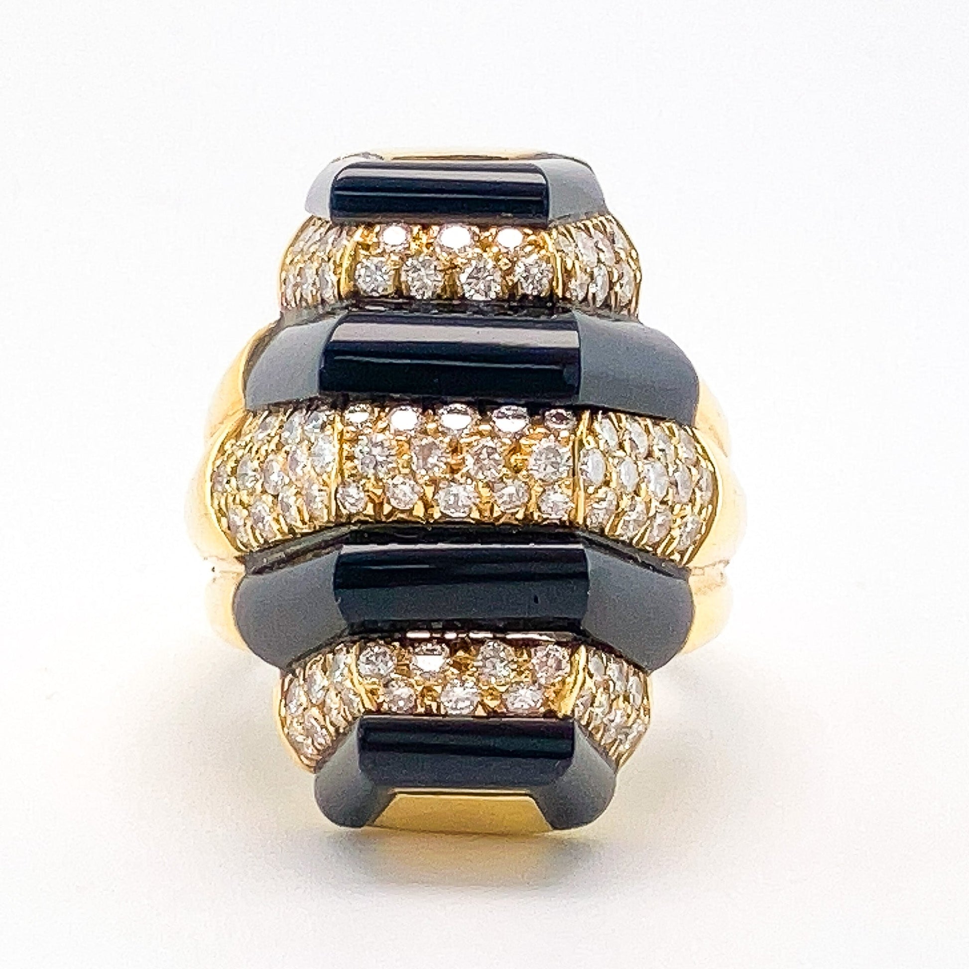 Vintage Black Onyx & Diamond Cocktail Ring, 18k - Forever Rox Fine Jewelry