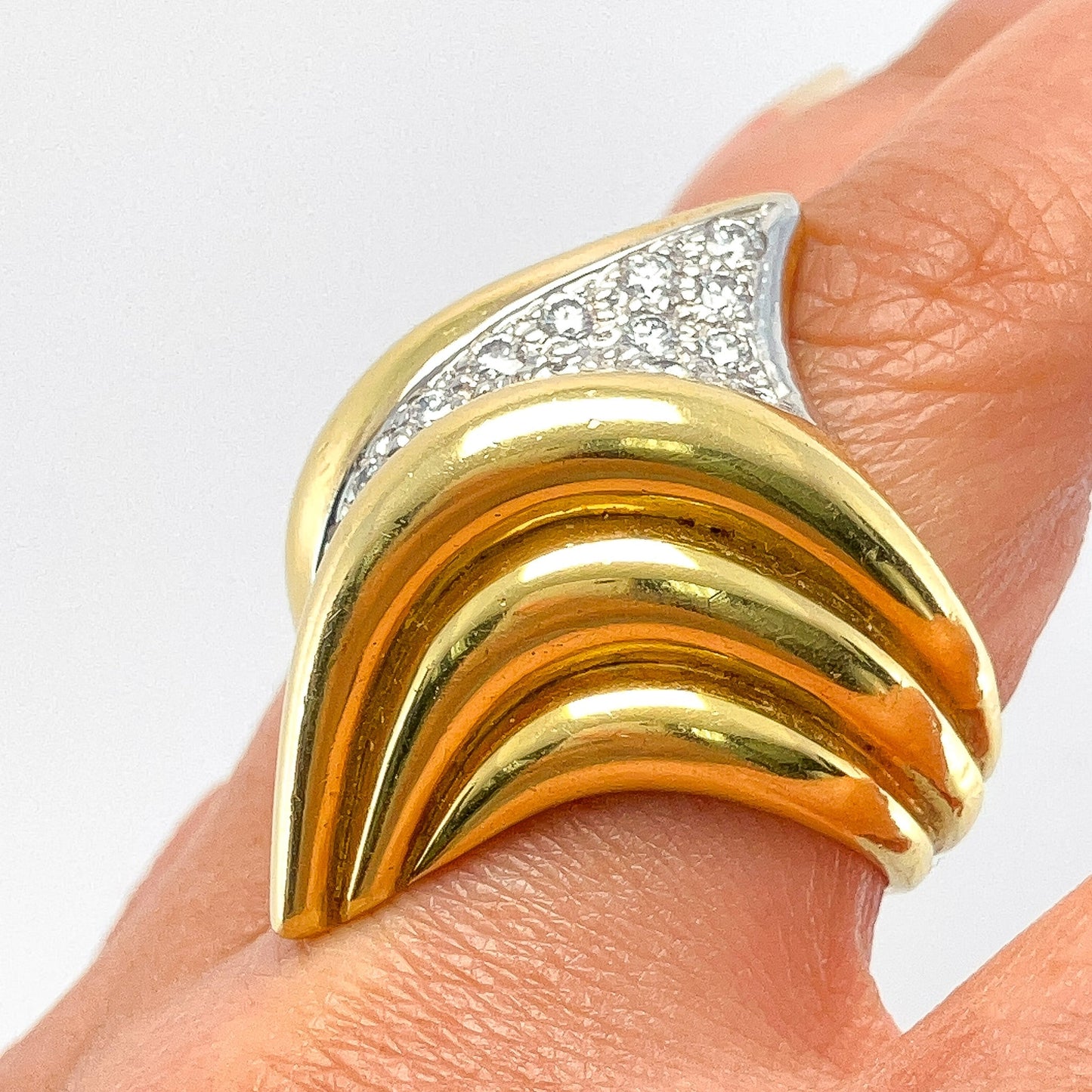 Vintage Diamond Scalloped Dome Ring, 18k - Forever Rox Fine Jewelry
