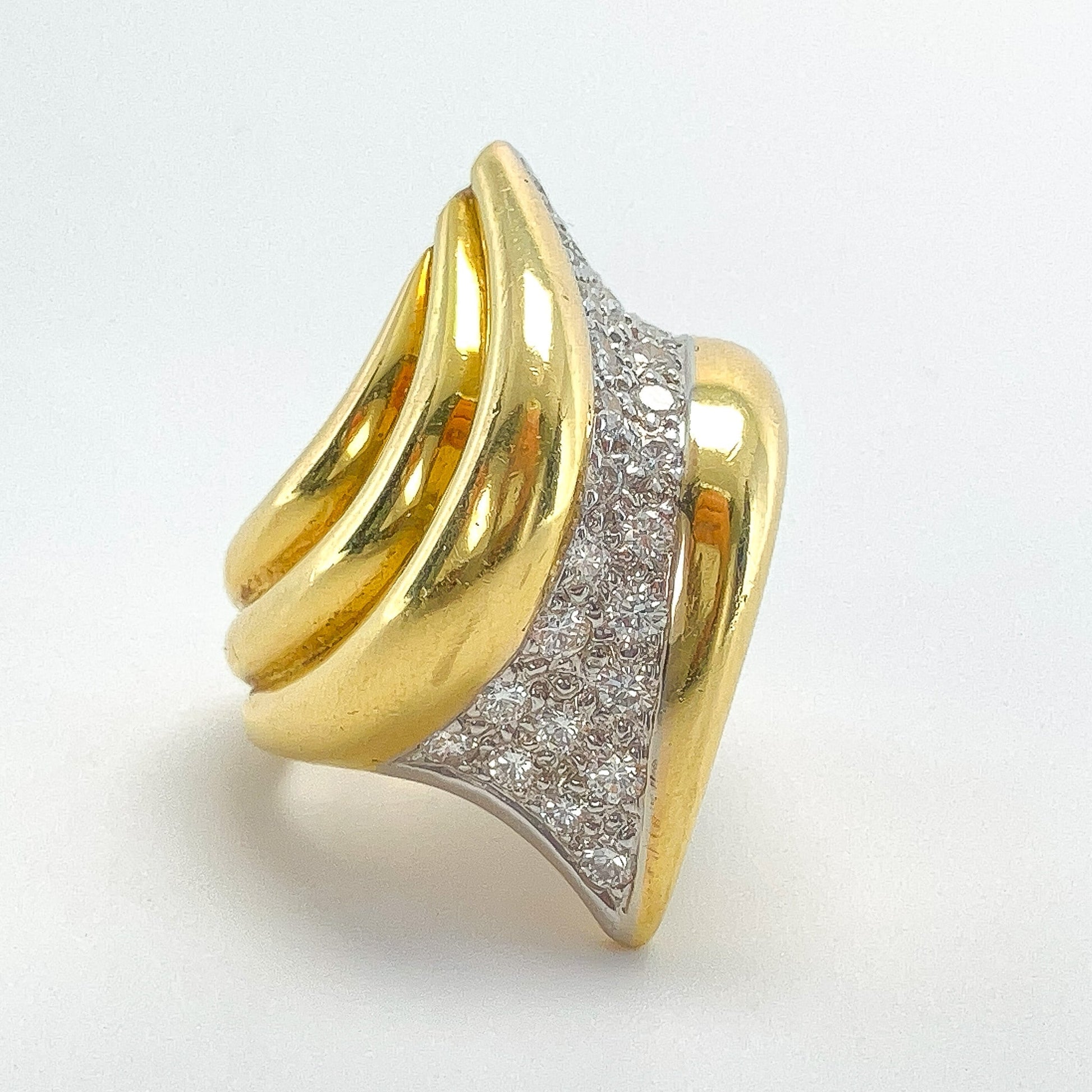 Vintage Diamond Scalloped Dome Ring, 18k - Forever Rox Fine Jewelry