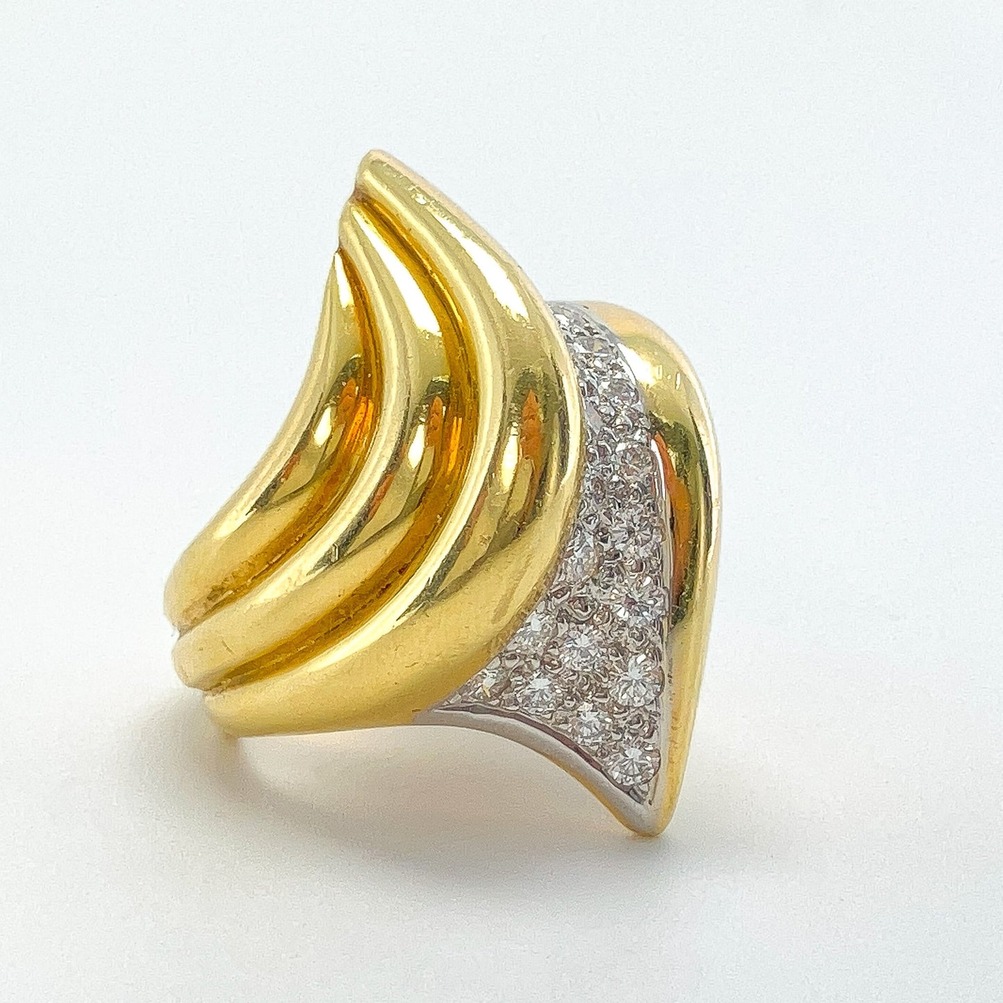 Vintage Diamond Scalloped Dome Ring, 18k - Forever Rox Fine Jewelry
