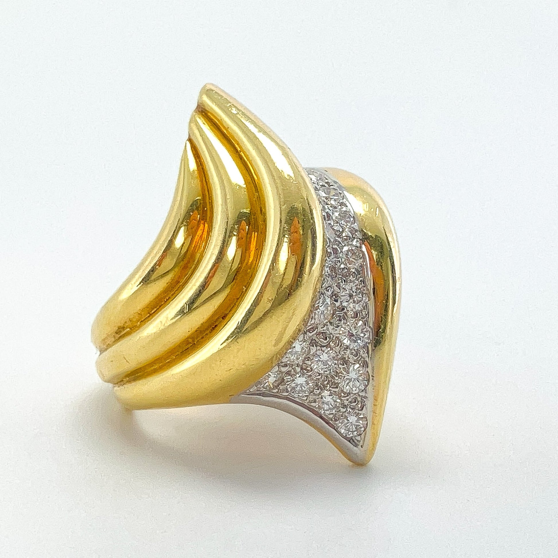 Vintage Diamond Scalloped Dome Ring, 18k - Forever Rox Fine Jewelry