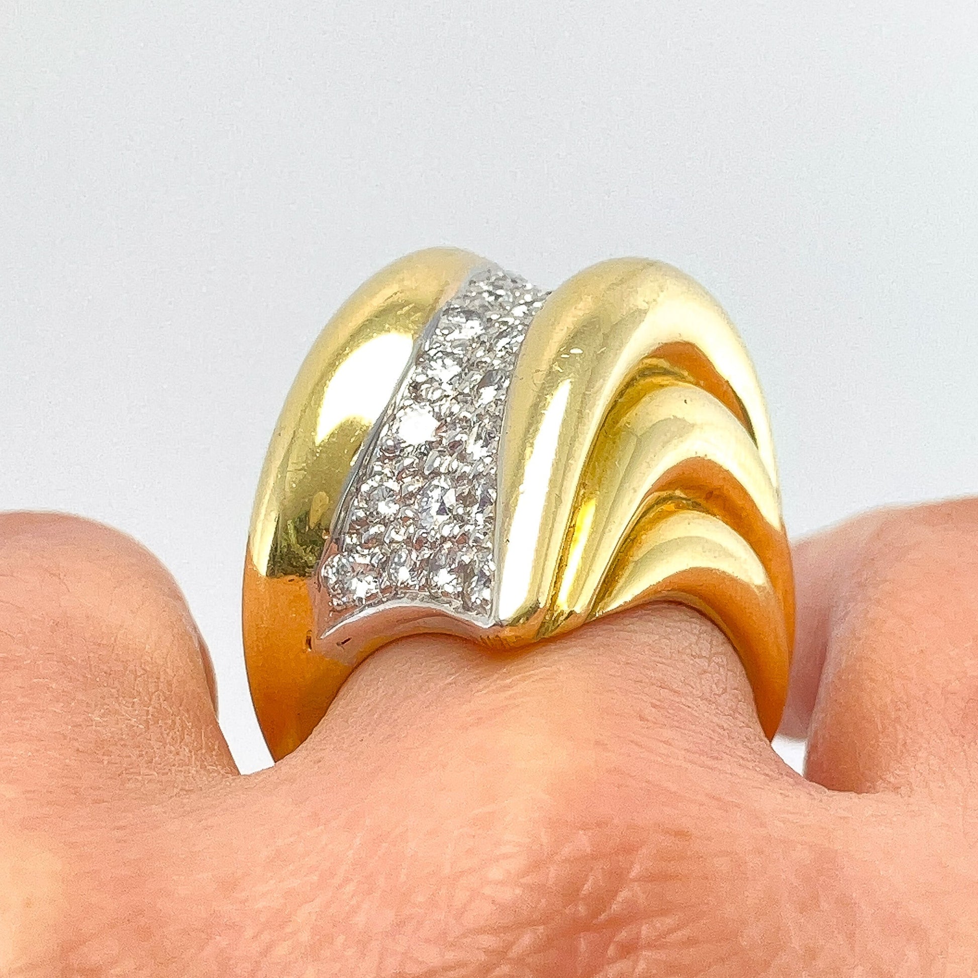 Vintage Diamond Scalloped Dome Ring, 18k - Forever Rox Fine Jewelry