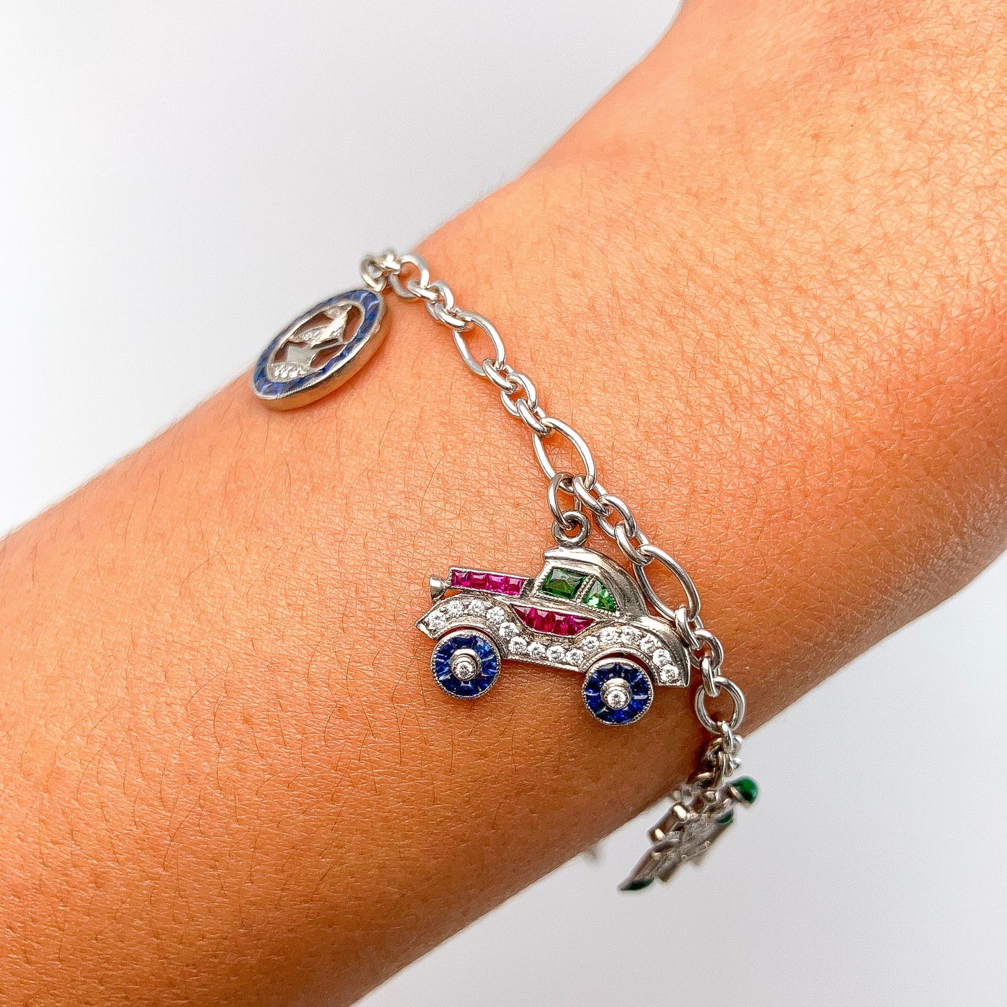 Vintage Gemstone & Diamond Charm Bracelet, 18k - Forever Rox