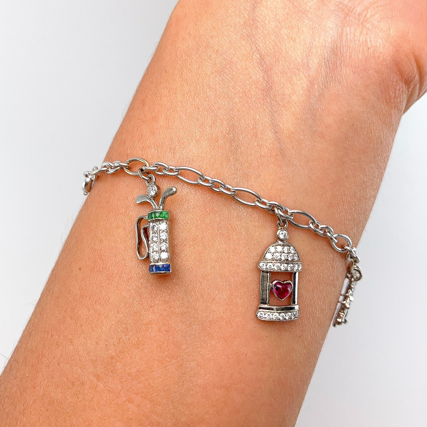 Vintage Gemstone & Diamond Charm Bracelet, 18k - Forever Rox