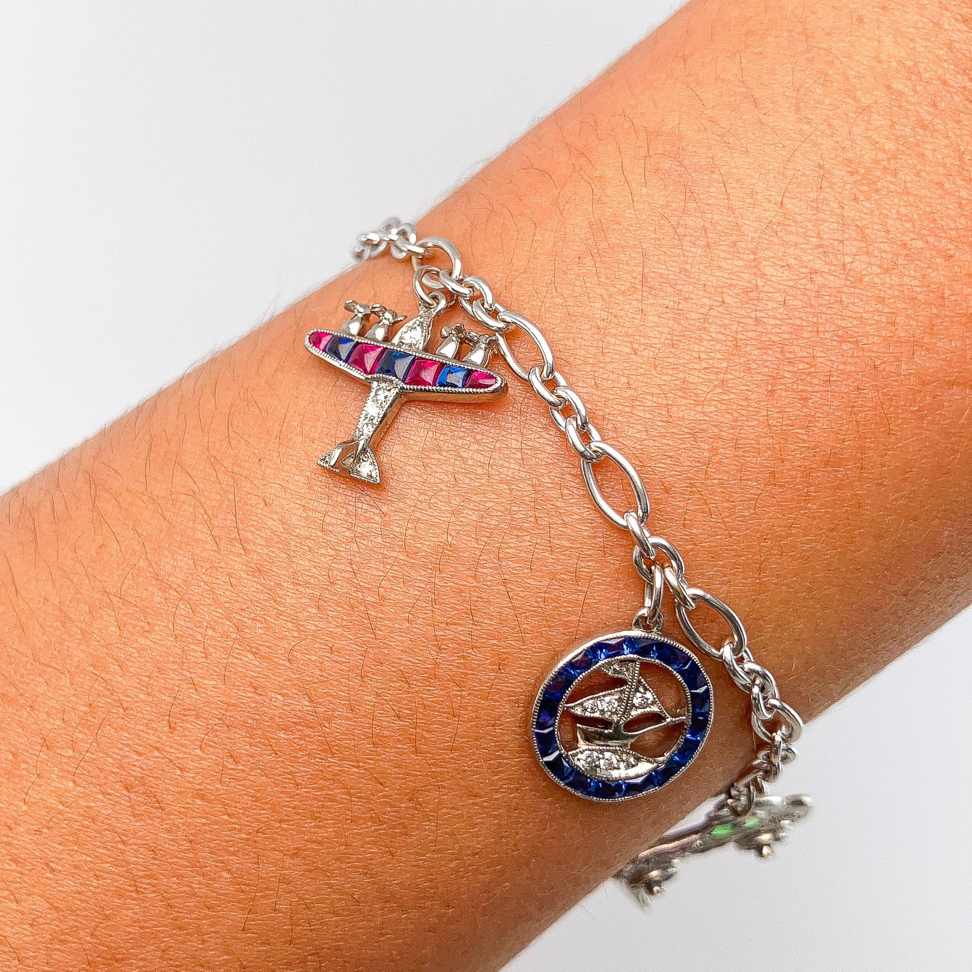 Vintage Gemstone & Diamond Charm Bracelet, 18k - Forever Rox