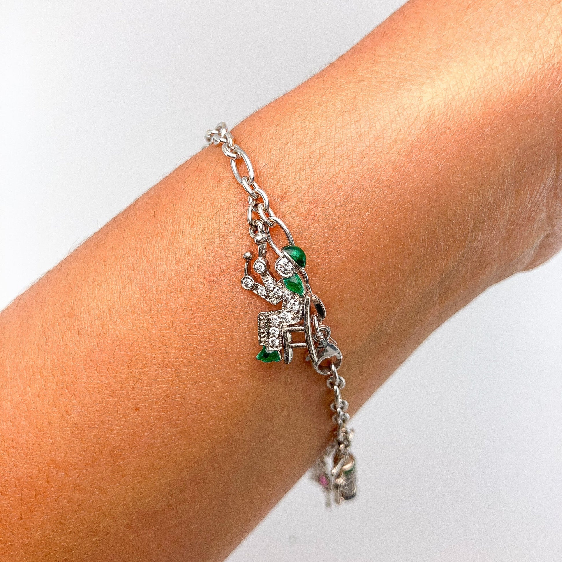 Vintage Gemstone & Diamond Charm Bracelet, 18k - Forever Rox