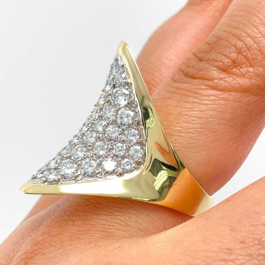Vintage Hammerman Pave Diamond Saddle Ring, 18k - Forever Rox Fine Jewelry