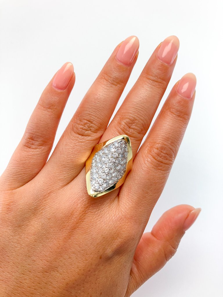 Vintage Hammerman Pave Diamond Saddle Ring, 18k - Forever Rox Fine Jewelry