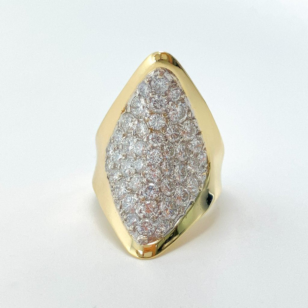Vintage Hammerman Pave Diamond Saddle Ring, 18k - Forever Rox Fine Jewelry