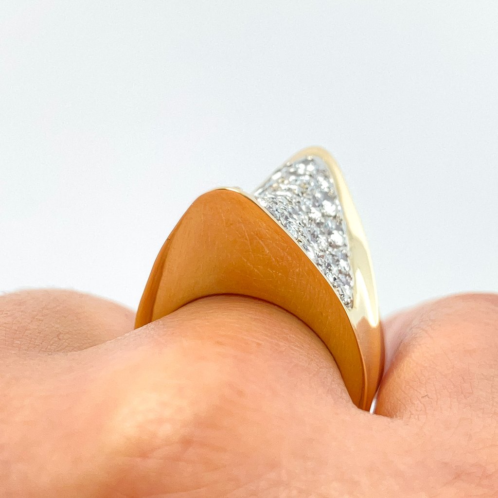 Vintage Hammerman Pave Diamond Saddle Ring, 18k - Forever Rox Fine Jewelry