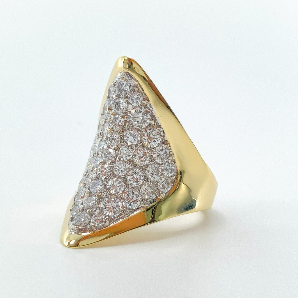 Vintage Hammerman Pave Diamond Saddle Ring, 18k - Forever Rox Fine Jewelry