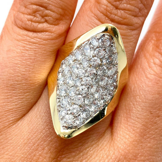 Vintage Hammerman Pave Diamond Saddle Ring, 18k - Forever Rox Fine Jewelry