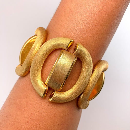 Vintage Italian Textured Wide Bracelet, 18k - Forever Rox
