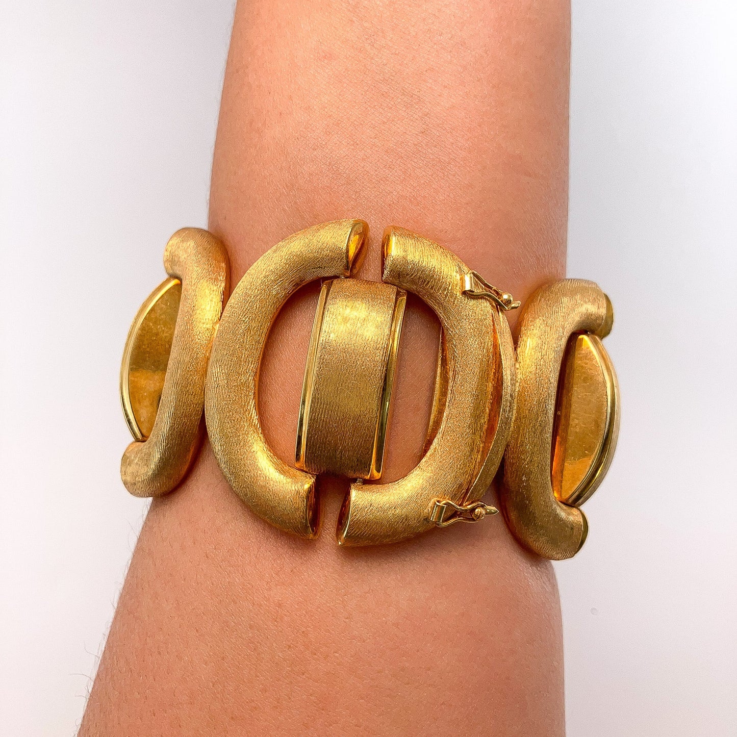 Vintage Italian Textured Wide Bracelet, 18k - Forever Rox
