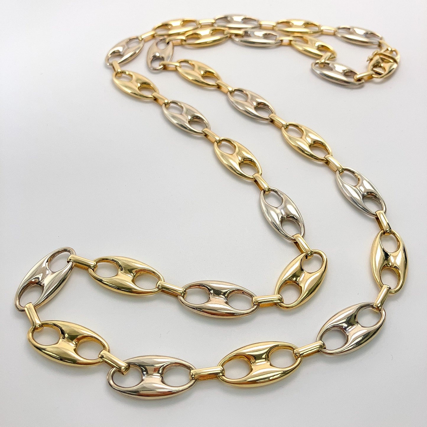 Vintage Italian Two - Tone Mariner Link Chain, 18k - Forever Rox Fine Jewelry