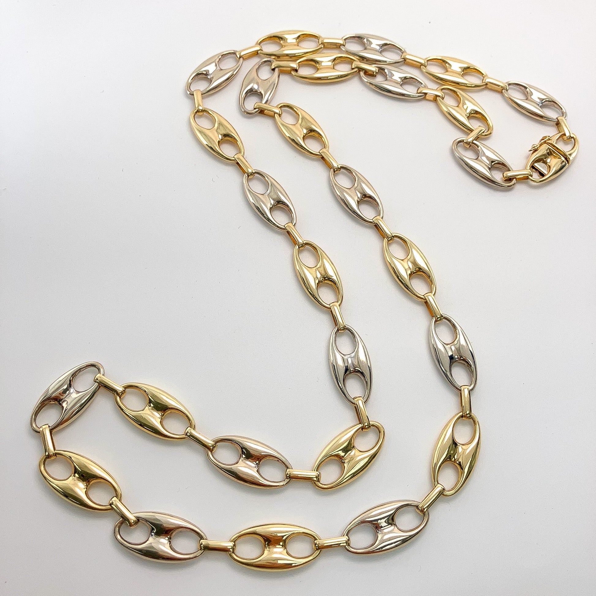 Vintage Italian Two - Tone Mariner Link Chain, 18k - Forever Rox Fine Jewelry