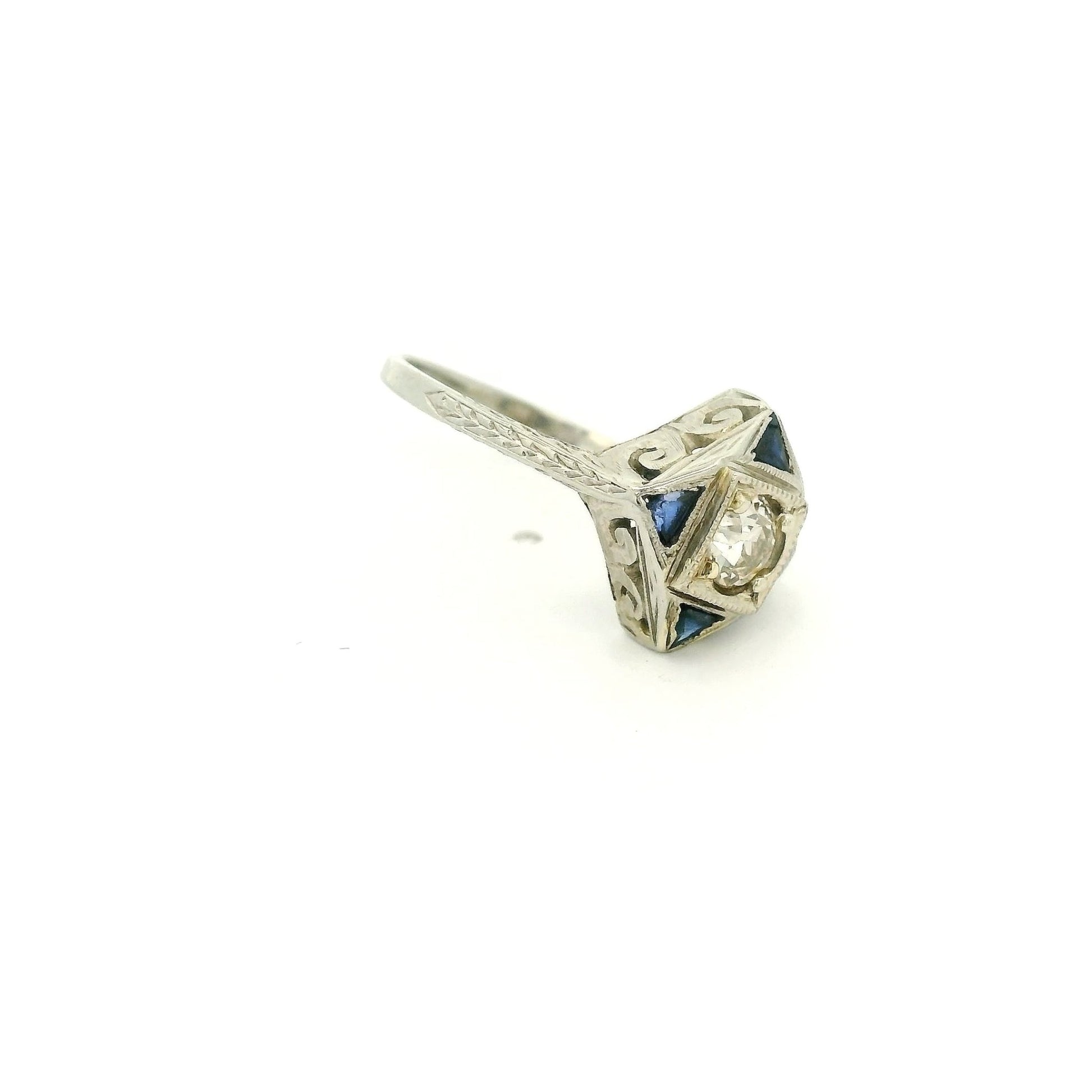 Vintage Mine Cut Diamond & Sapphire Ring - Forever Rox