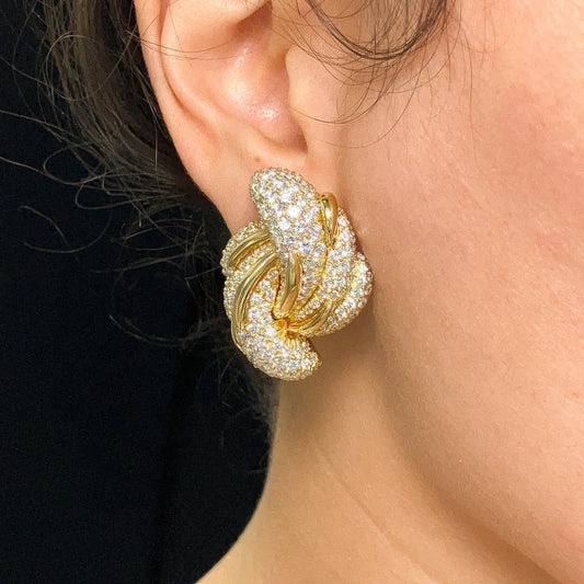 Vintage Pave Diamond Earclips by Kurt Wayne, 18k - Forever Rox Fine Jewelry