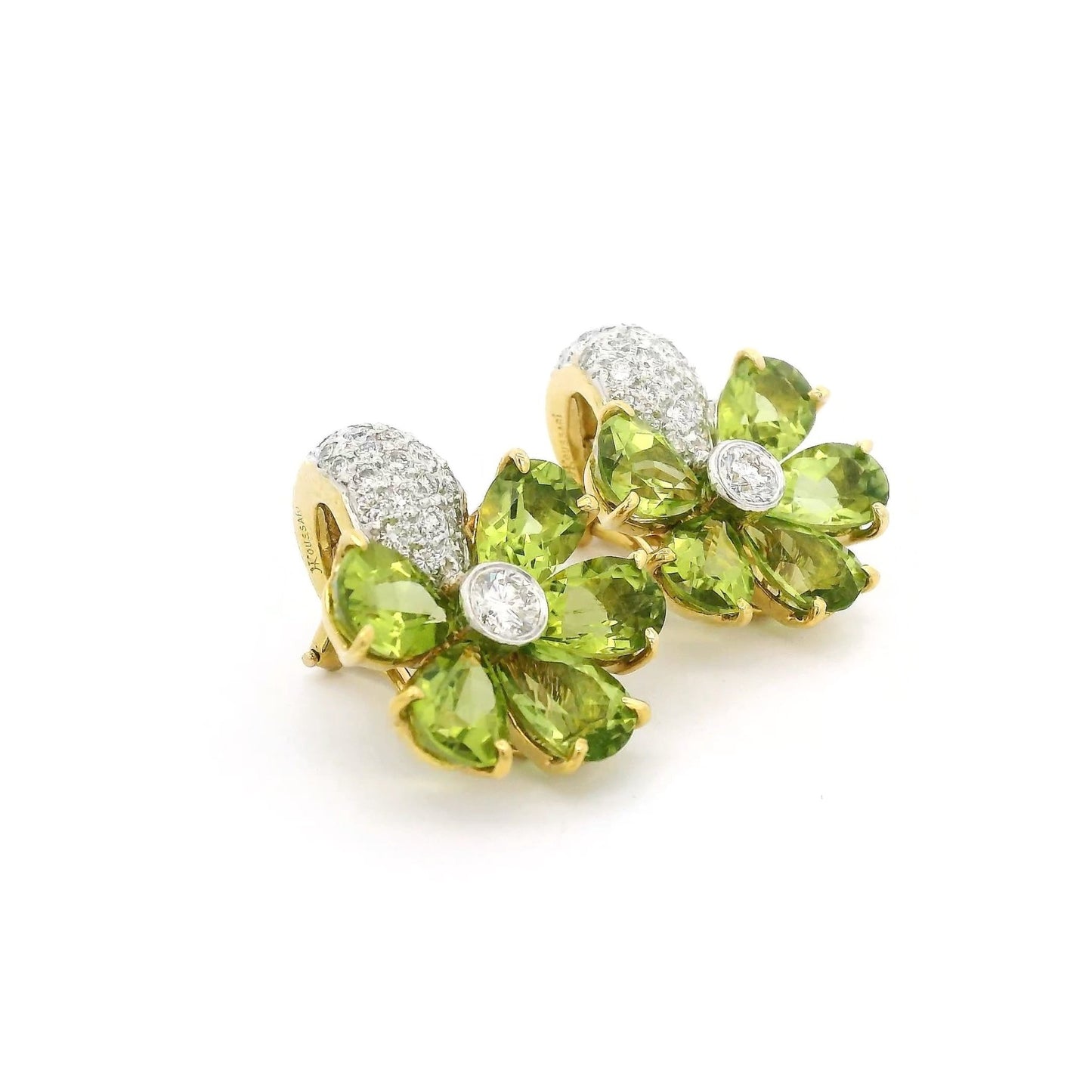 Vintage Peridot & Diamond Flower Clip on Earrings - Forever Rox Fine Jewelry