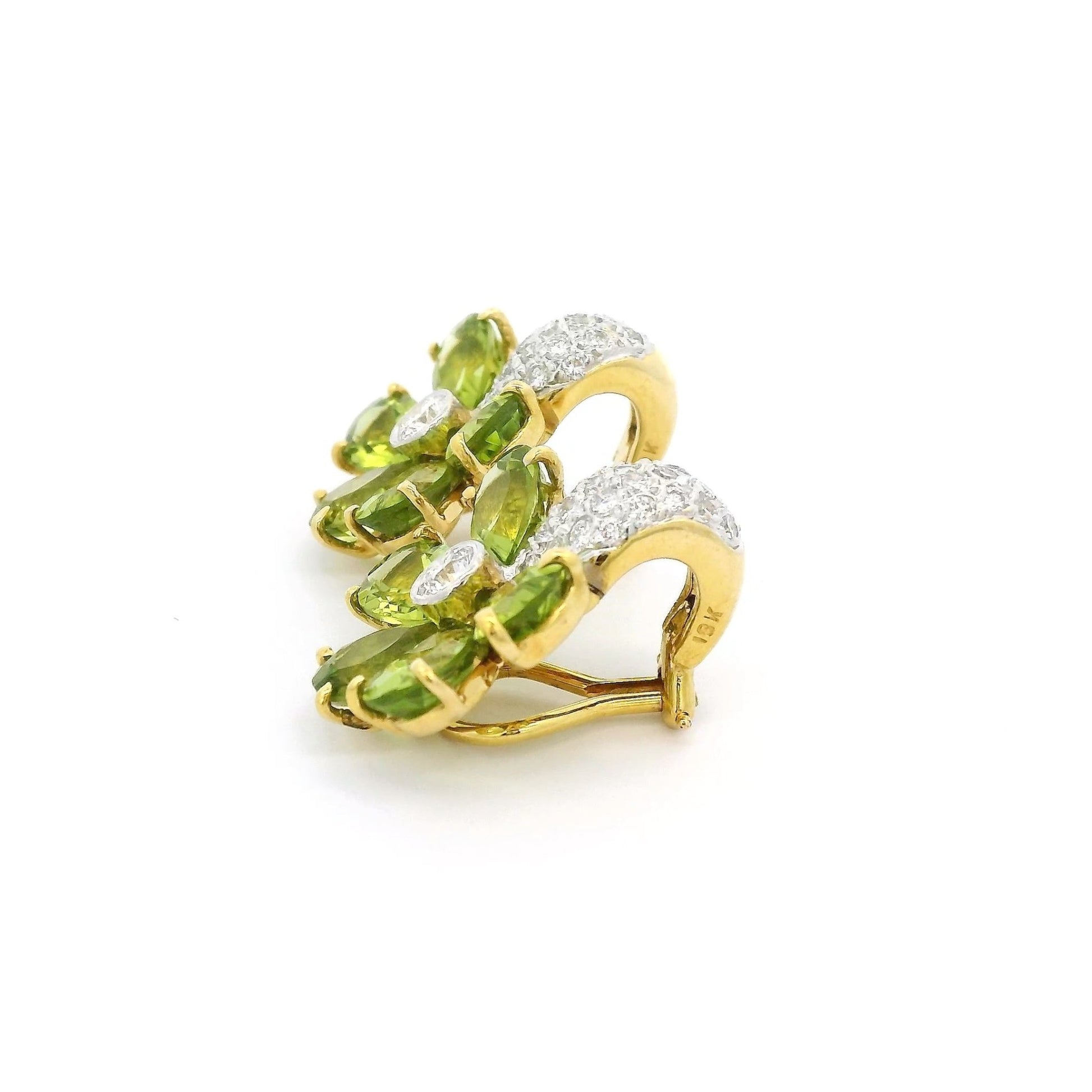 Vintage Peridot & Diamond Flower Clip on Earrings - Forever Rox Fine Jewelry