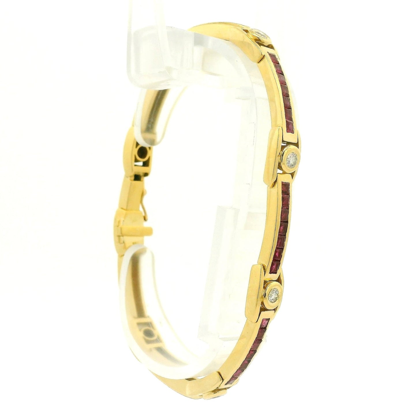 Vintage Princess Cut Ruby & Round Cut Diamond Bracelet - Forever Rox Fine Jewelry