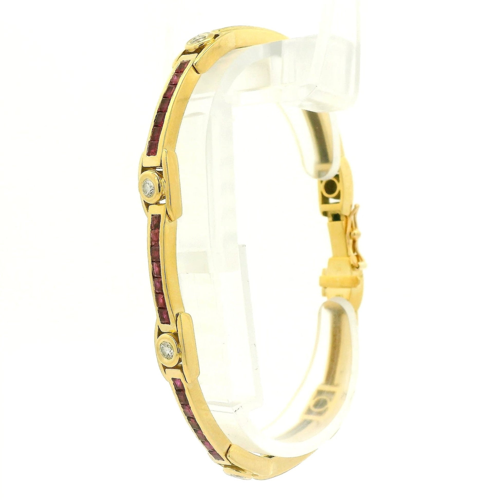 Vintage Princess Cut Ruby & Round Cut Diamond Bracelet - Forever Rox Fine Jewelry