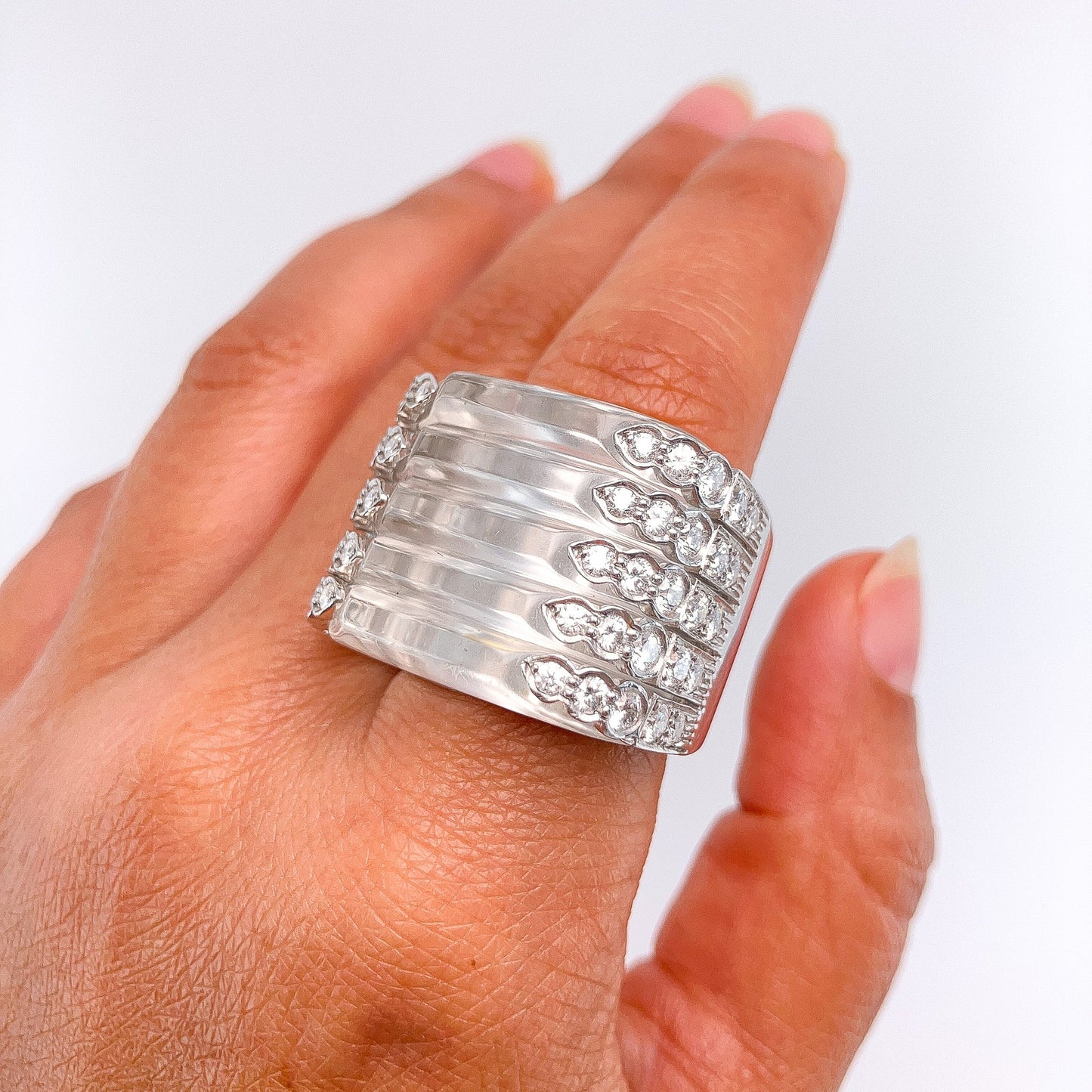 Vintage Rock Crystal & Diamond Cocktail Ring by Valentin Magro, Platinum º - Forever Rox