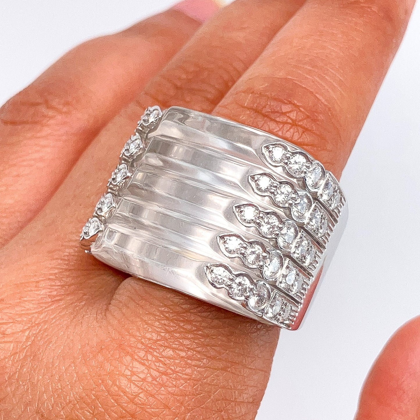 Vintage Rock Crystal & Diamond Cocktail Ring by Valentin Magro, Platinum º - Forever Rox