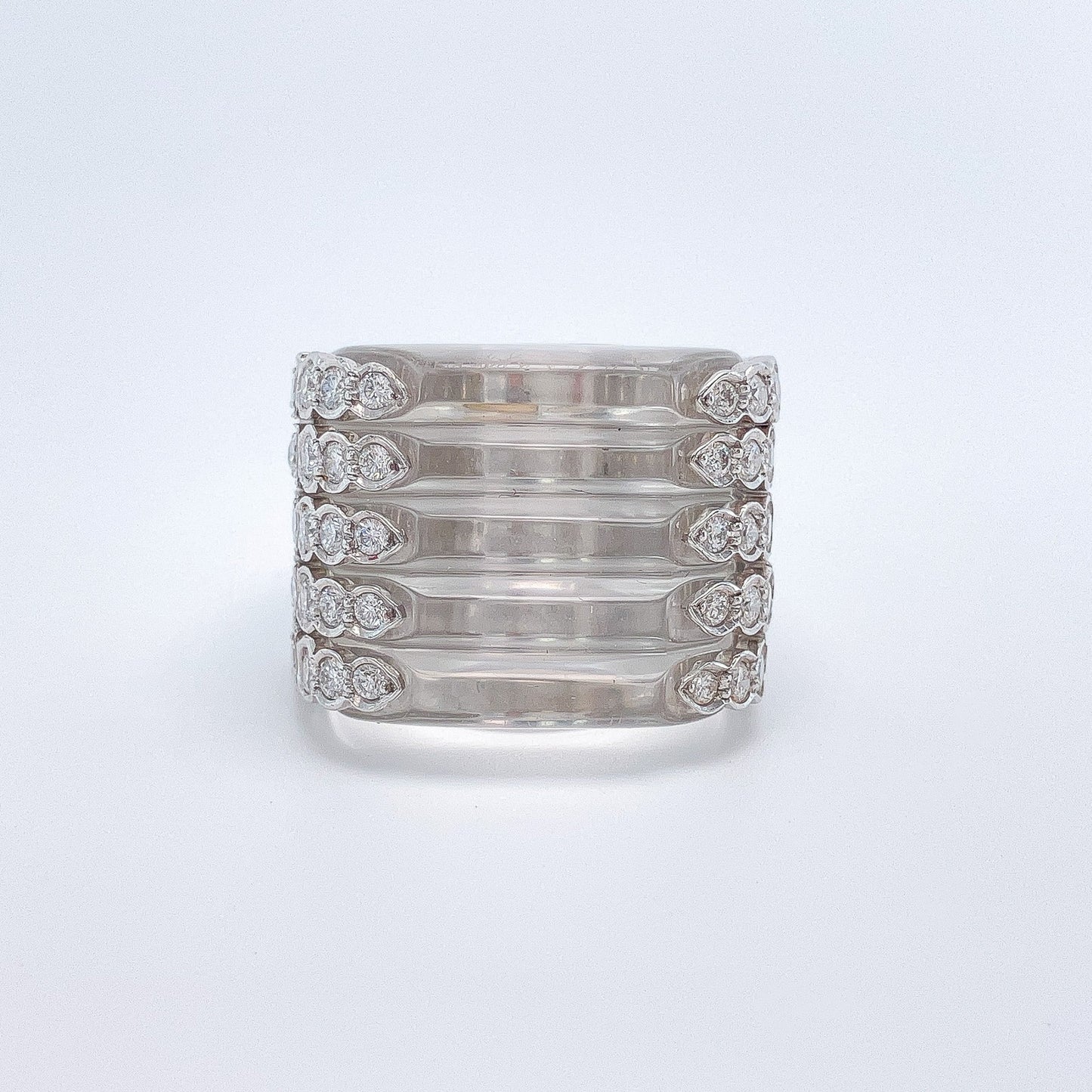 Vintage Rock Crystal & Diamond Cocktail Ring by Valentin Magro, Platinum º - Forever Rox
