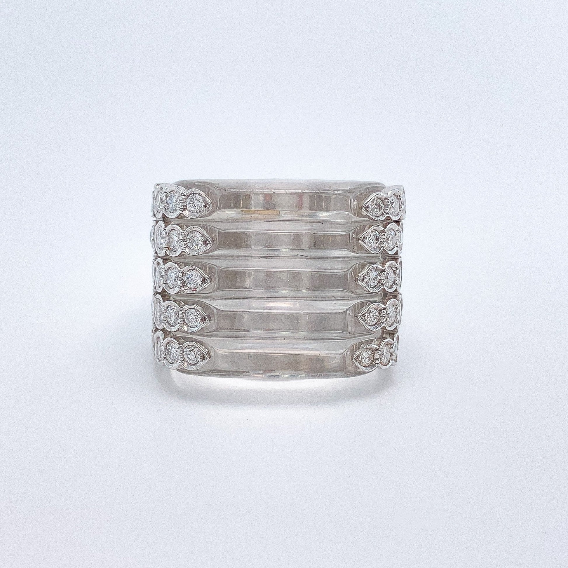 Vintage Rock Crystal & Diamond Cocktail Ring by Valentin Magro, Platinum º - Forever Rox