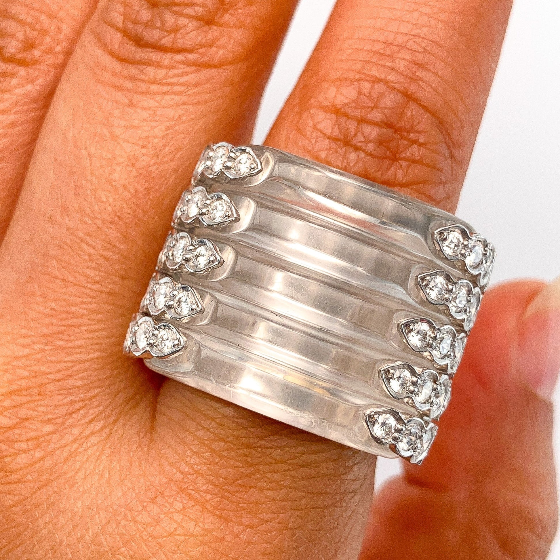 Vintage Rock Crystal & Diamond Cocktail Ring by Valentin Magro, Platinum º - Forever Rox